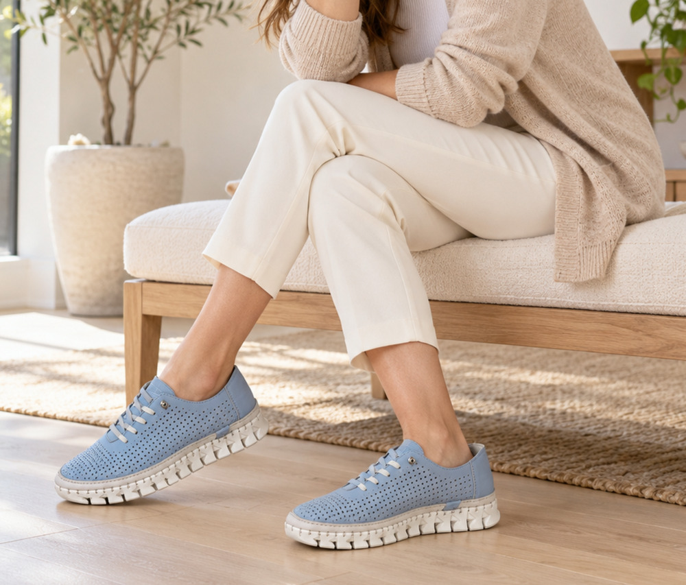Bernie Mev TW Knowles Sky Blue Leather Comfort Sneakers Women EU41 US10